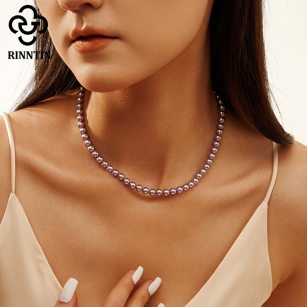 Pearl Choker Necklace Vintage - Rinntin 925 シルバーシンプルなパールチョーカーネックレスガールズヴィンテージエレガントなビーズ気質ネックレスウェディングパーティージュエリー PSN04