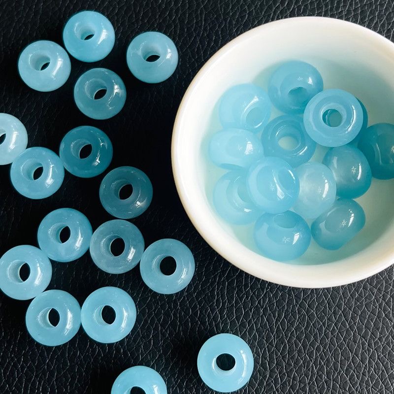 Bracelets - 10個入り 天然の海藍色の宝石ビーズ 大穴タイプ DIYブレスレット、イヤリング、チャーム、翡翠製ジュエリー、ファッションアクセサリー、お守り、女性・男性へのギフト