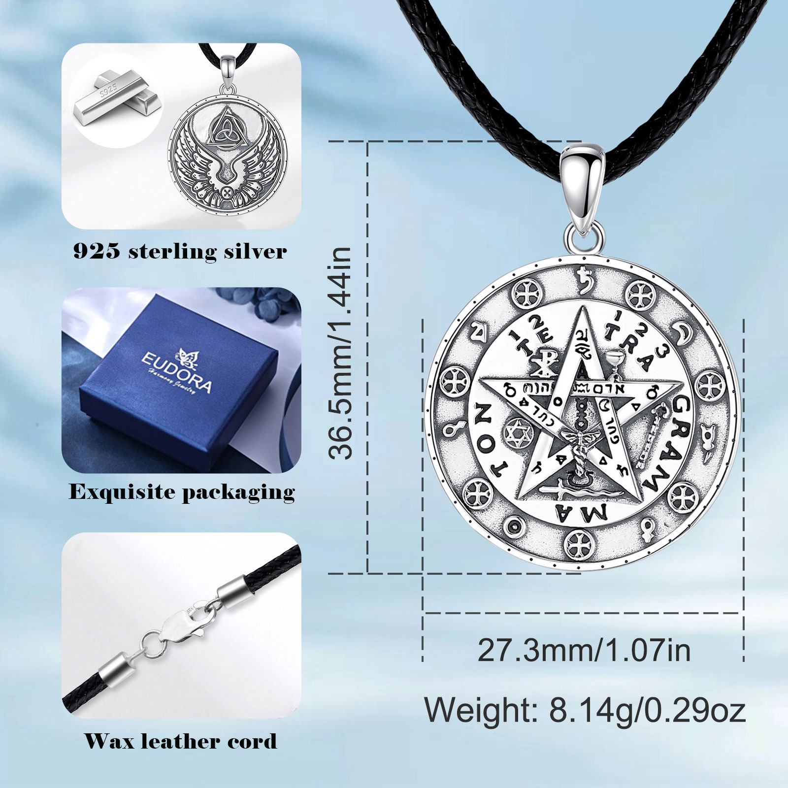 Eudora-男性と女性のための五芒星ネックレス,925スタ - 925 Sterling Silver Chain Necklace Men のレビューと価格