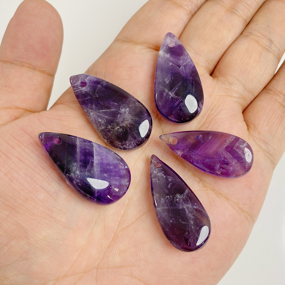 大きな水滴の形をした石のペンダント,天然アメジスト,タイガー - Crystal Pendant Necklace Natural Stone のレビューと価格