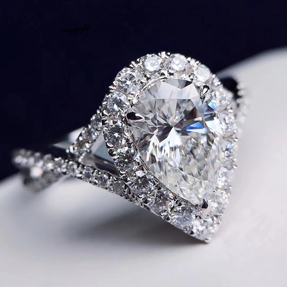 カスタムソリッド14Kホワイトゴールドレディース結婚指輪婚約 - Moissanite Engagement Ring 1 Carat のレビューと価格
