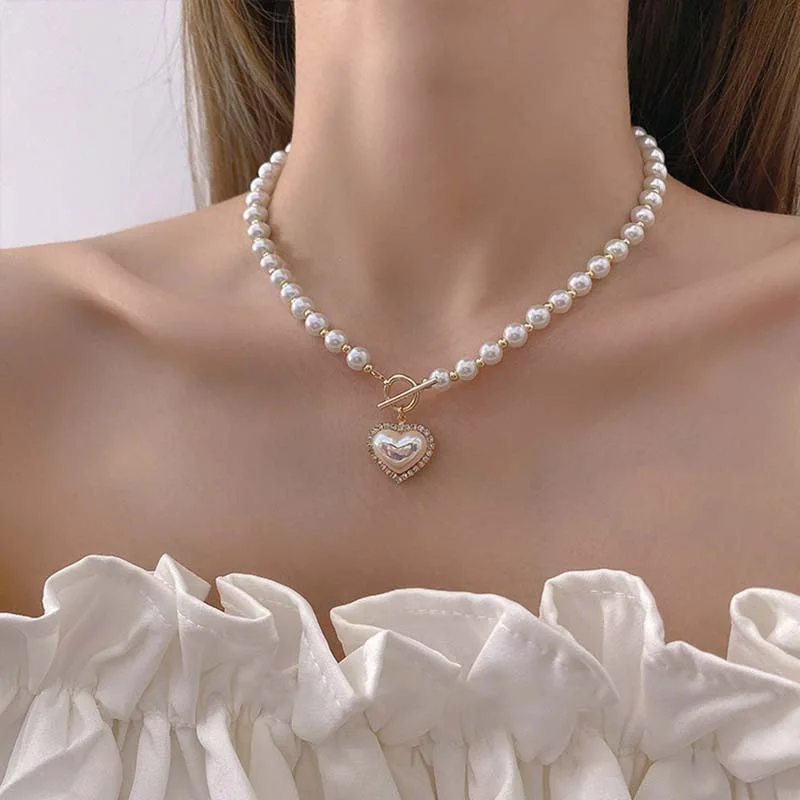 新しいヴィンテージ風イミテーションパールチョーカーネックレス - Pearl Choker Necklace Vintage のレビューと価格