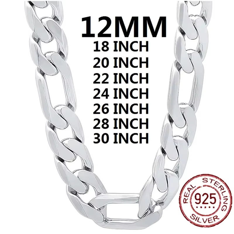 925スターリングシルバー製、男性用クラシックな12mmキュ - Cuban Link Chain 12Mm のレビューと価格