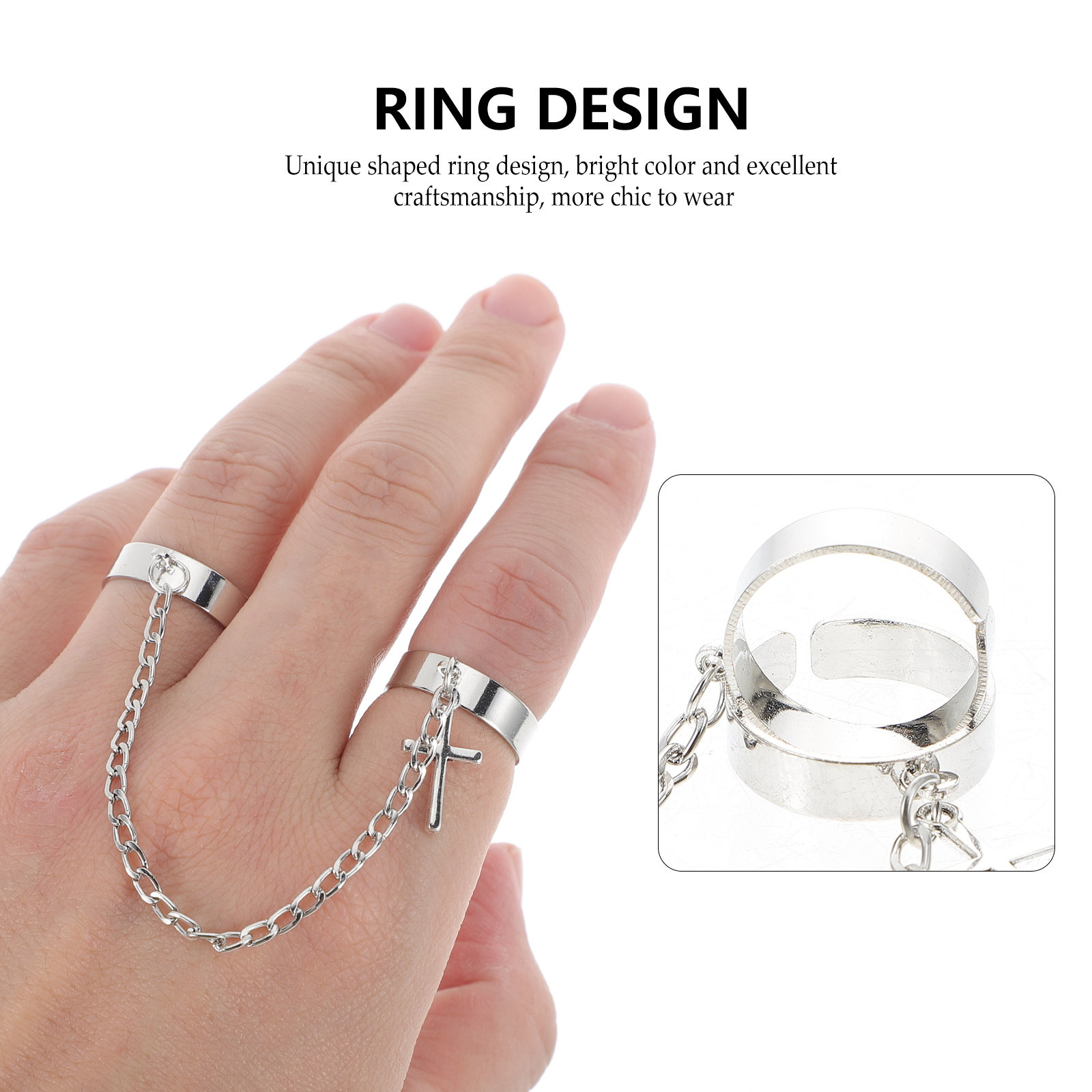 ナックルリングセット、クロスチェーン、ヴィンテージゴシック風 - Vintage Punk Knuckle Rings Set のレビューと価格