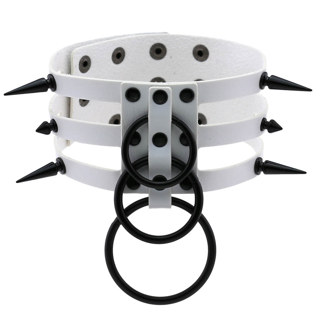 ファッション、レディース、メンズ、黒、スタッズ付き、レザーチ - Goth Punk Spike Choker のレビューと価格
