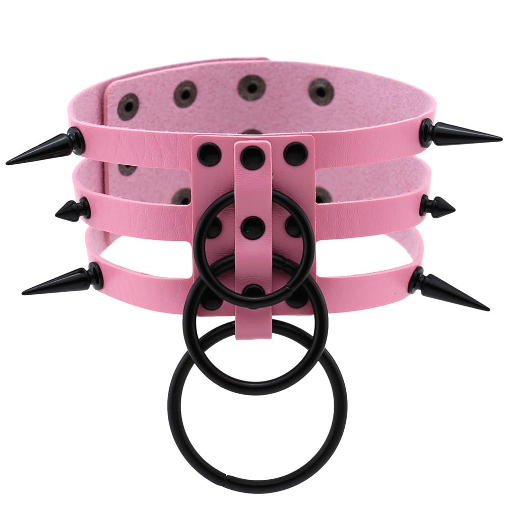 ファッション、レディース、メンズ、黒、スタッズ付き、レザーチ - Goth Punk Spike Choker のレビューと価格
