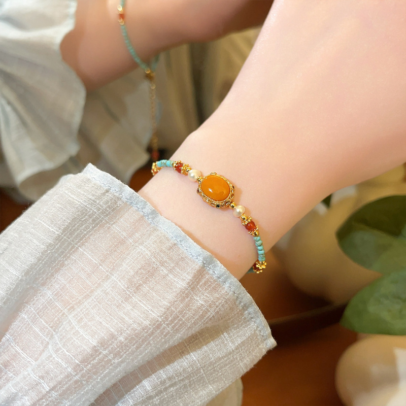 新着ヴィンテージブルーターコイズと蜜蝋天然淡水パール14Kゴ - Pearl Choker Necklace Vintage のレビューと価格