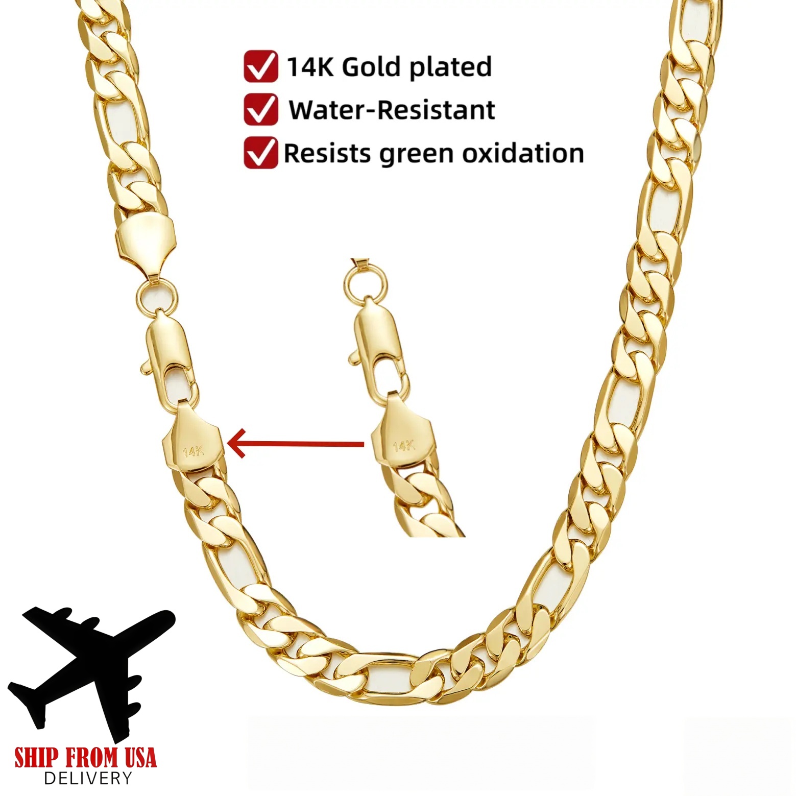 14K金メッキ 3:1 NKキューバンリンクチェーンネックレ - Cuban Link Chain 12Mm のレビューと価格