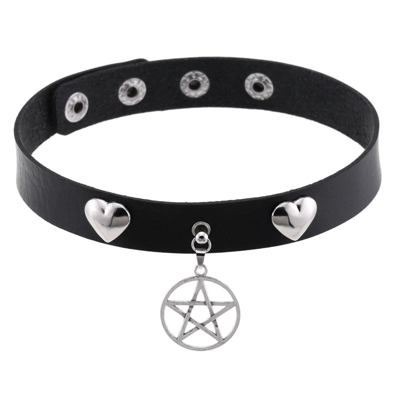 パンクハロウィンエモコスプレ黒ゴスチョーカー五角形ネックレス - Goth Punk Spike Choker のレビューと価格