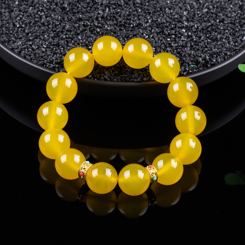 ジェイドアンバーイエロー、シンプルで汎用性の高い、原石、プレ - Bracelets のレビューと価格