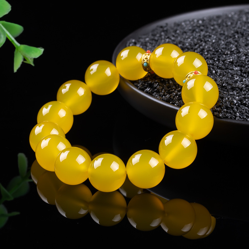 ジェイドアンバーイエロー、シンプルで汎用性の高い、原石、プレ - Bracelets のレビューと価格