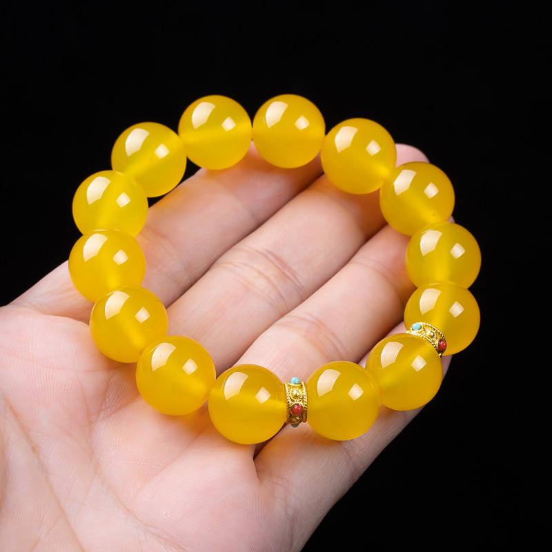 ジェイドアンバーイエロー、シンプルで汎用性の高い、原石、プレ - Bracelets のレビューと価格