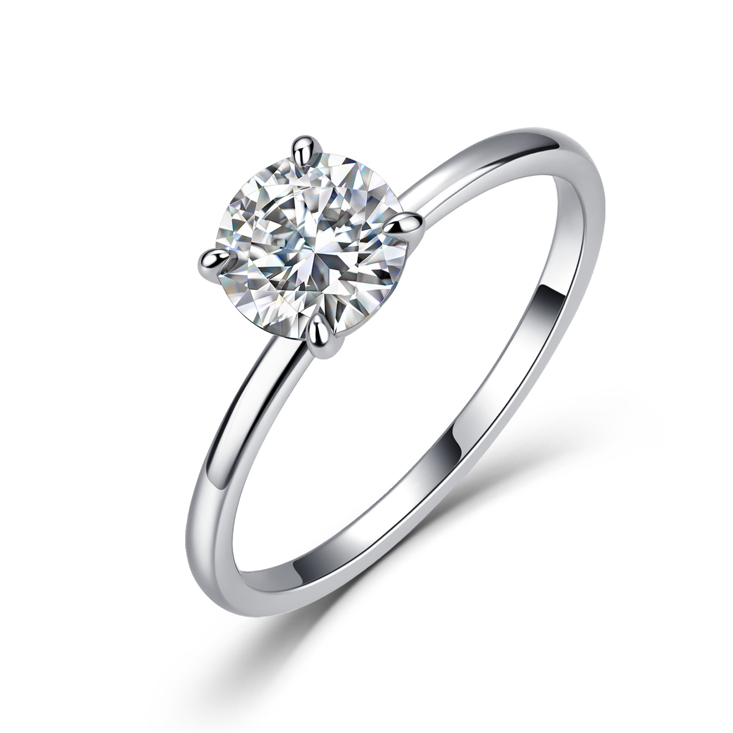 クラシックな4プロング1/2/3カラットD VVSモアッサナ - Moissanite Engagement Ring 1 Carat のレビューと価格