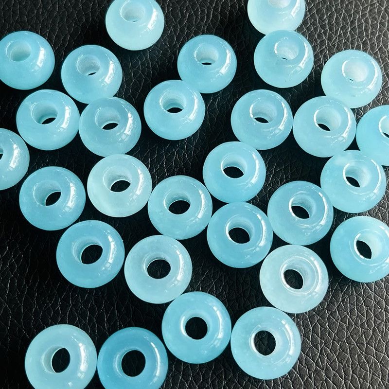 10個入り 天然の海藍色の宝石ビーズ 大穴タイプ DIYブレ - Bracelets のレビューと価格
